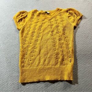 H&M Mustard Golden Yellow Ramie Mohair Blend Ashley Sleeve Crewneck Sweater 6